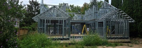 Wide front view of the Charlotte two-storey cold-formed steel structure