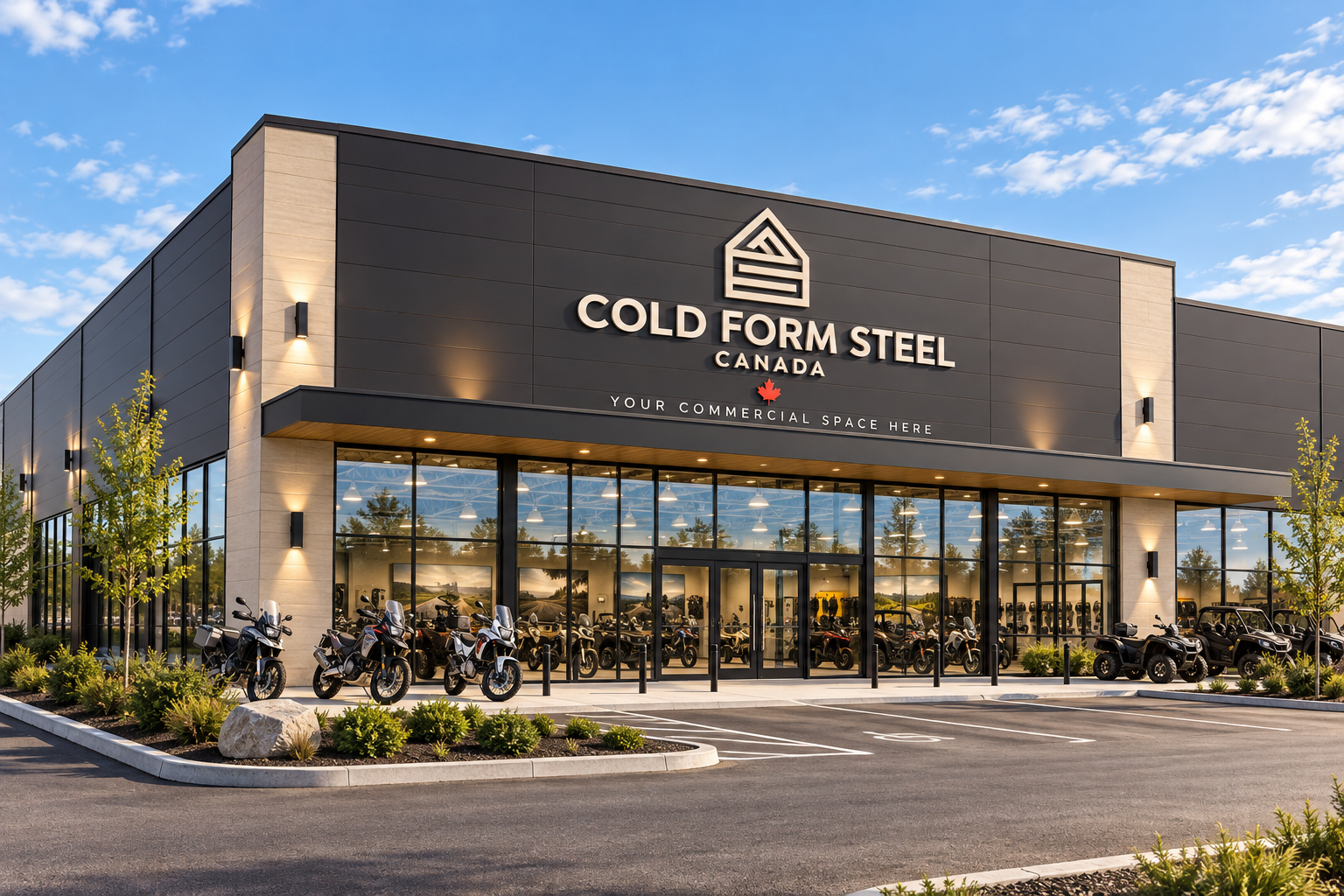 Cold Form Steel Canada retail and motorsports showroom concept