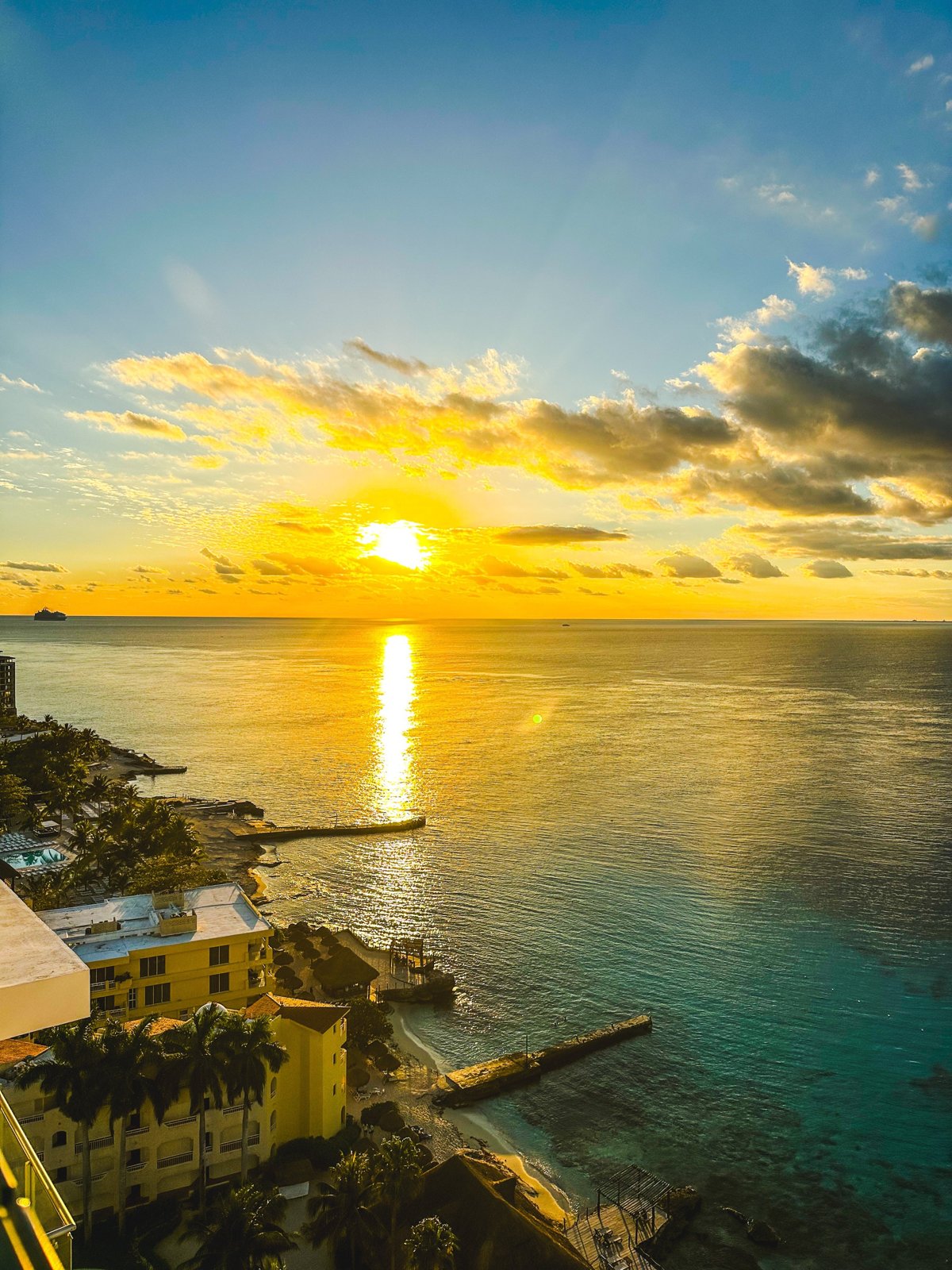 Golden sunset over the water