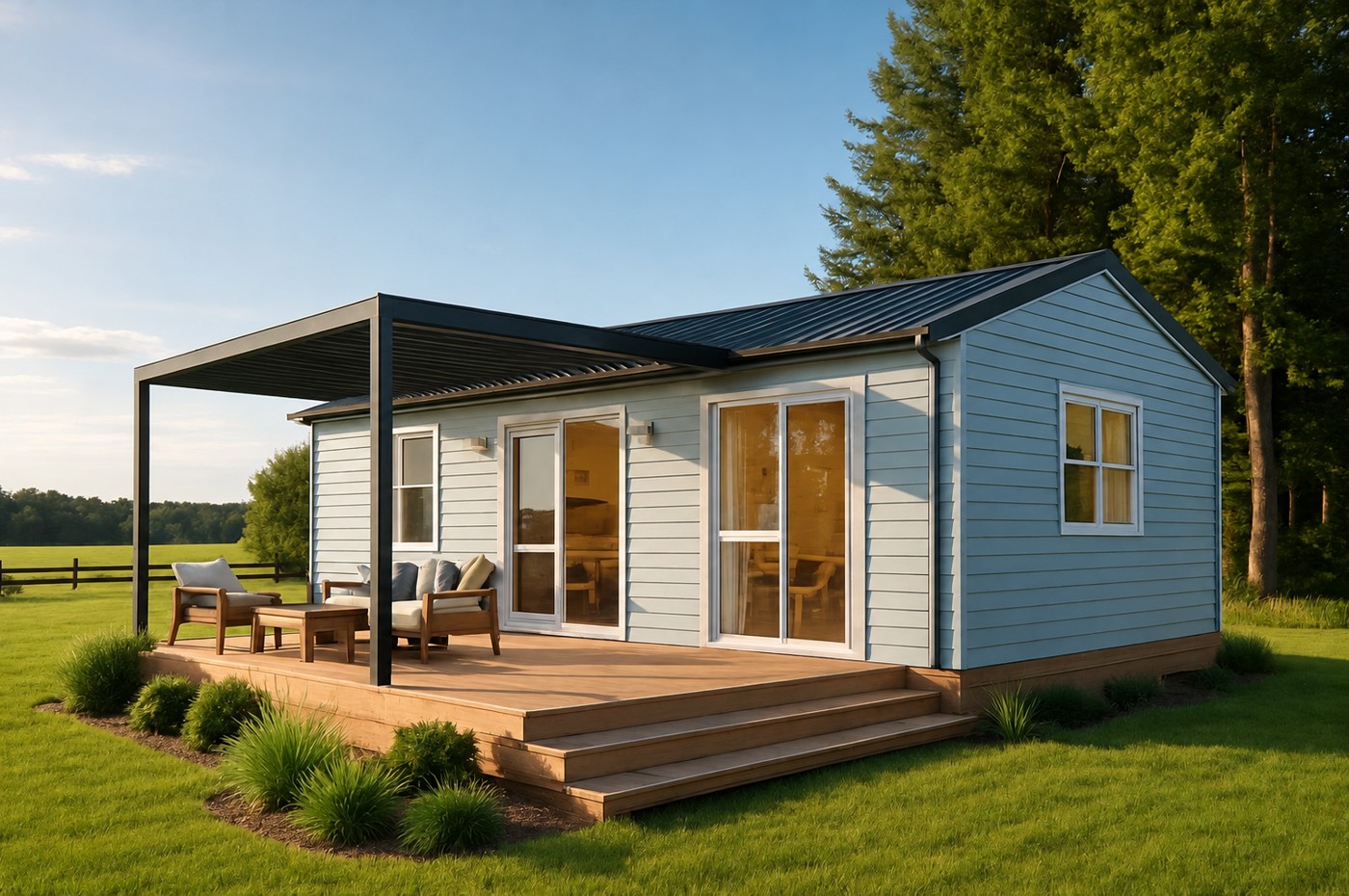 Tiny home concept: porch-front cottage