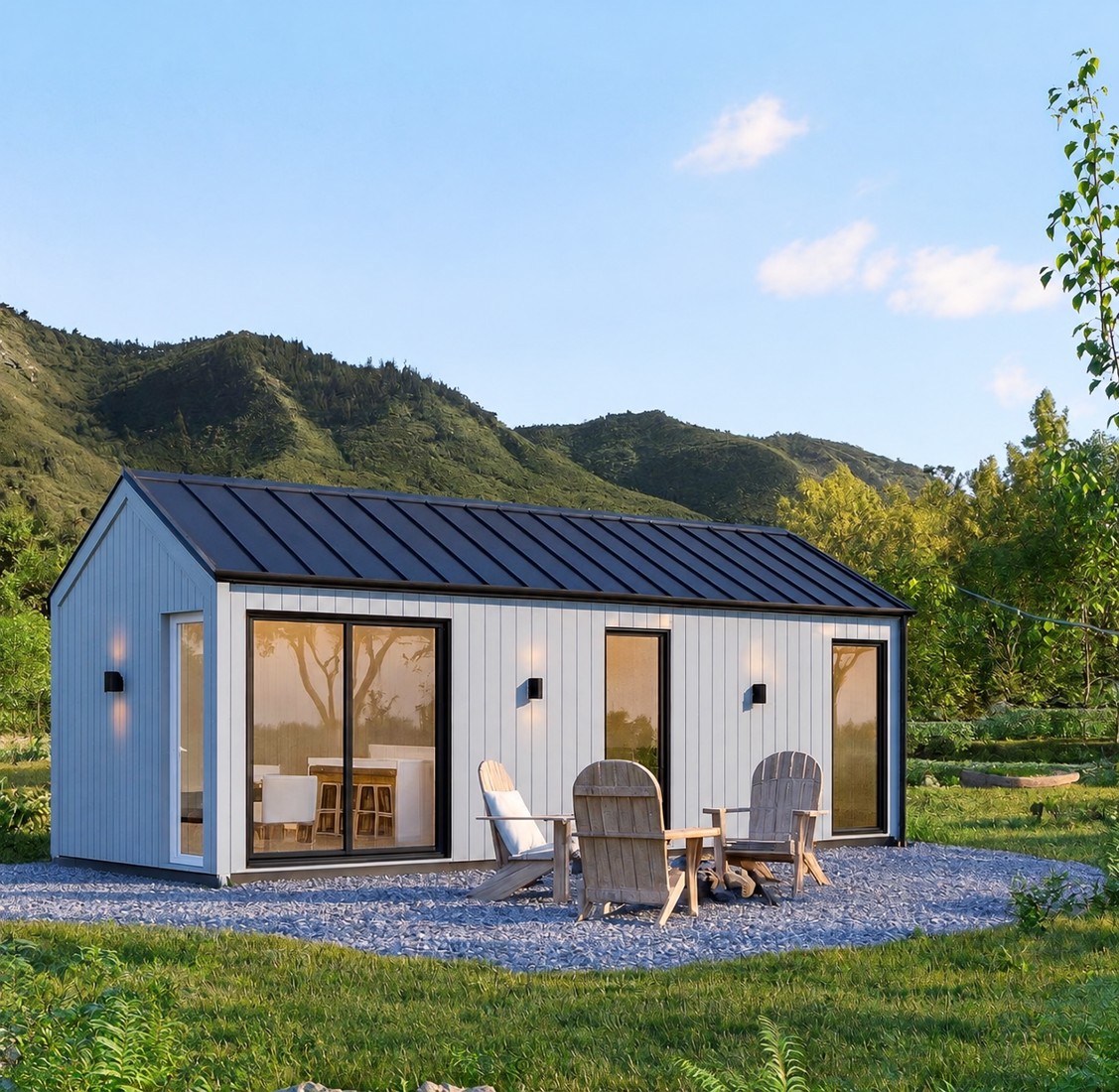 Tiny home concept: white cottage